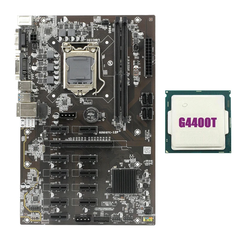 Материнская плата для майнинга B250 BTC с процессором G4400T 12 слотов графической карты