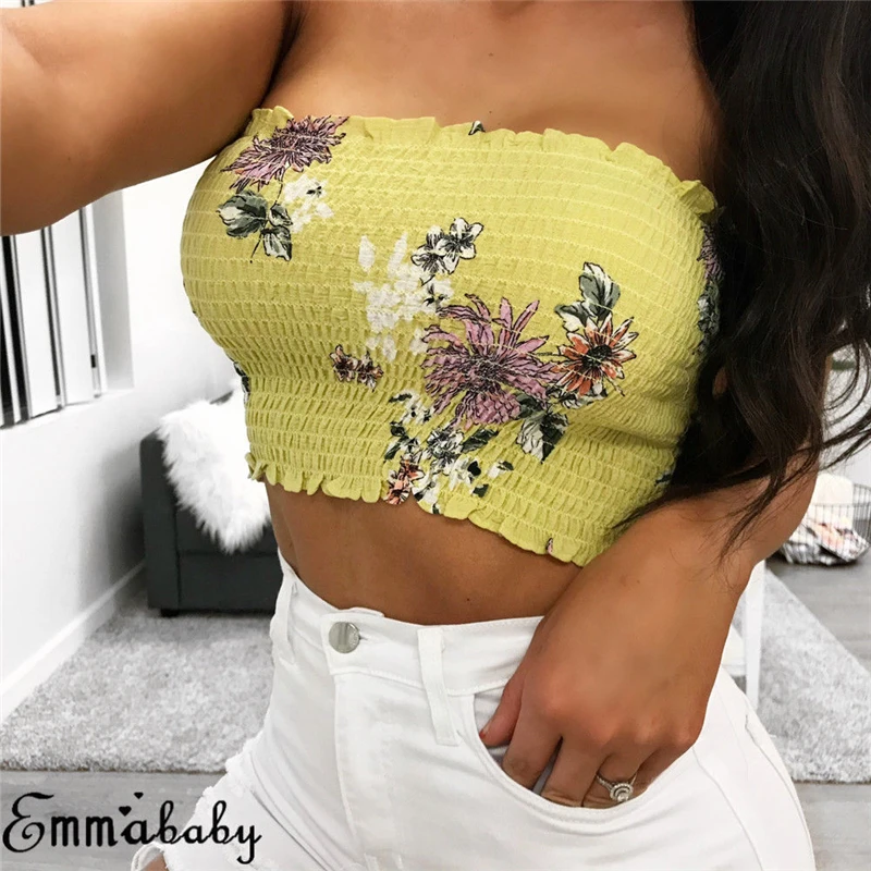 Meihuida сексуальный Модный женский топ с открытыми плечами цветочный Бандаж