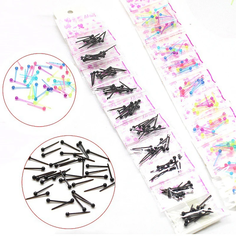 

100pcs Anti-allergy Mixed Color Ear Piercing Retainer Plastic Earring Posts Ear Pin Ear Accessories