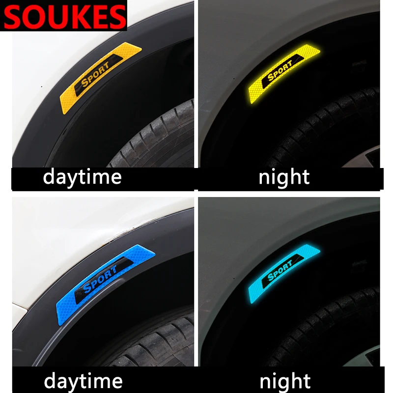 2 шт. колеса автомобиля бровей Светоотражающие предупреждающие полосы Стикеры