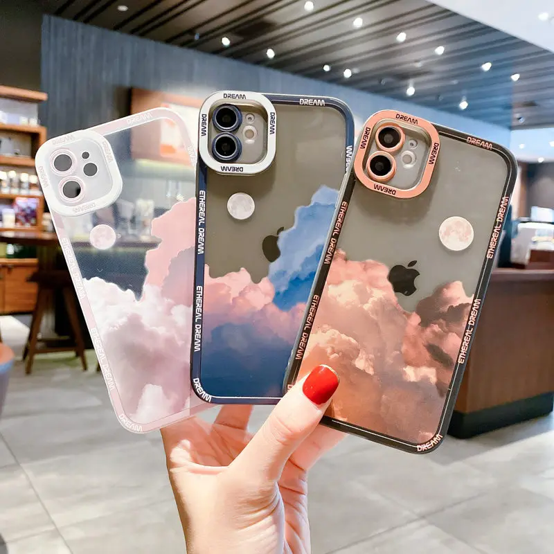 Clear Clouds Sunset Phone Case For iPhone 13 12 Pro Max 11 XS Max XR X 7 8 Plus 13 Pro Shockproof Bumper Camera Protection Cover