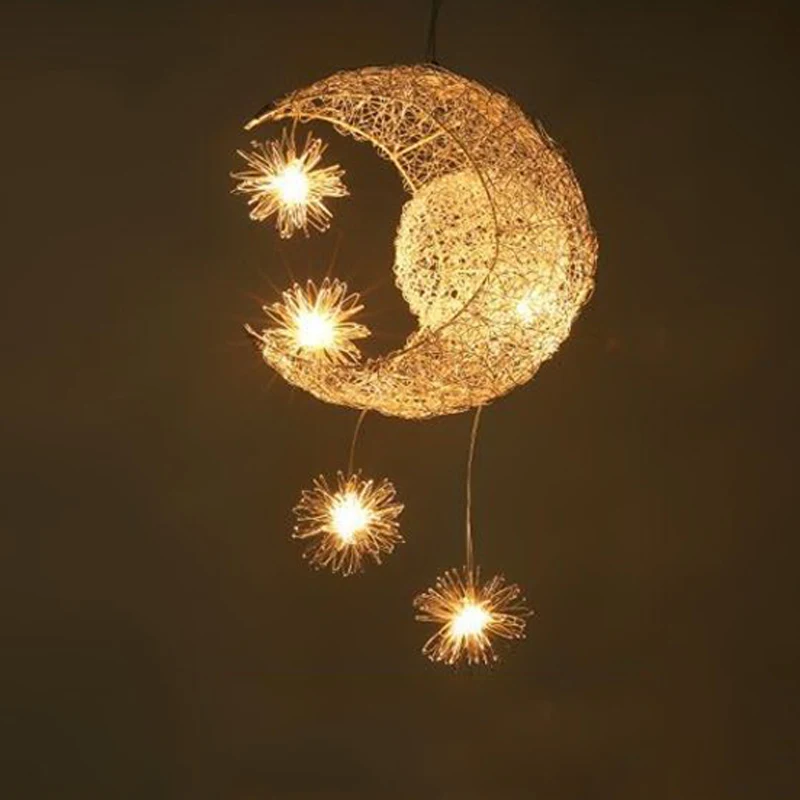 

Creative Modern Moon Star Chandelier Children Bedroom Lustres hanging home decorative Fixture Lighting YHJ102901