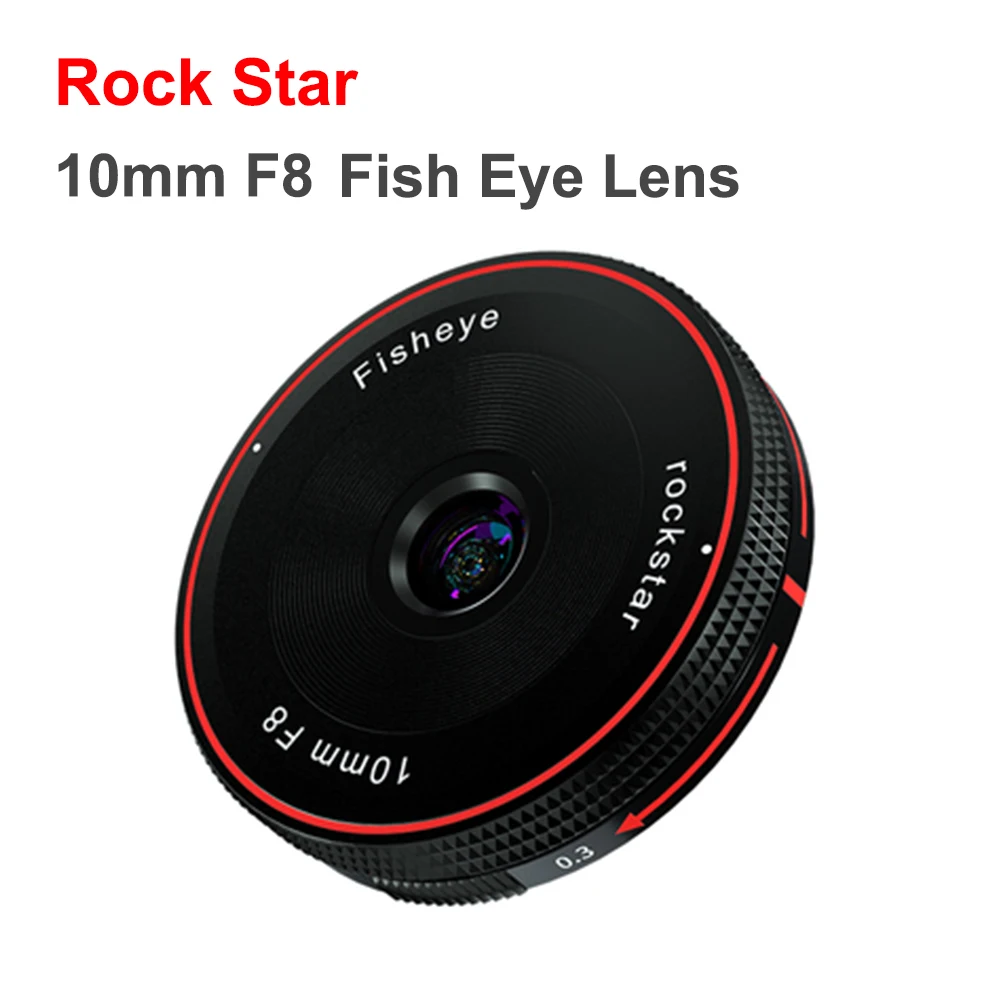 Объектив рыбий глаз Rock Star 10 мм F8 с фиксированным фокусом для Sony E Fuji FX M4/3 Canon Eos M Nikon Z