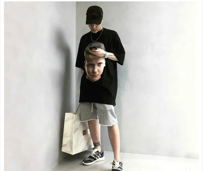 Ulzzang чистая красная забавная Футболка Мужская хип-хоп скейтборд Высокая улица странные вещи принт Harajuku хлопковая Футболка Joyce Byers Eleven