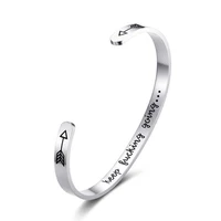 elanuoyy inspirational cuff bracelet bangle keep going motivational mantra quote stainless steel engraved best gift for women