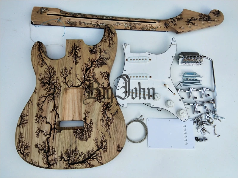 Новая полузаконченная электрическая гитара резьба по телу ST Ash & Гриф из клена