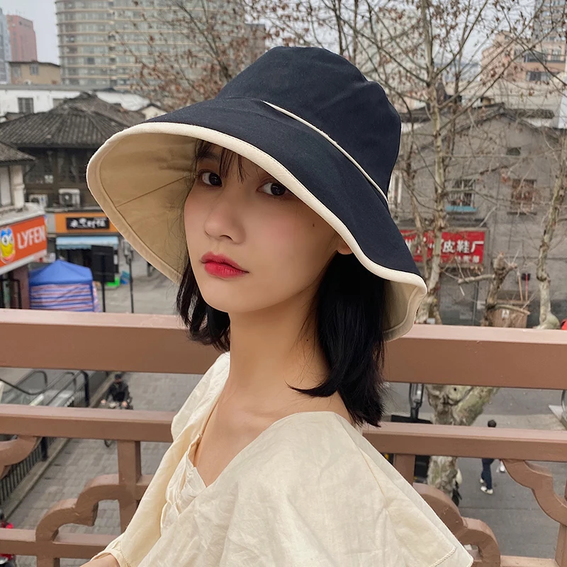 

Women Summer Fisherman's Hat Thin Desing Bucket Hats With Wind Protection Rope Sunshade Hats Anti UV Sun Cap C45