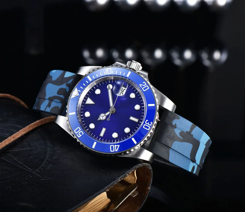 

Men's Watch Automatic Movement 40mm Blue Aseptic Dial Ceramic Rotating Bezel Stainless Steel Bracelet