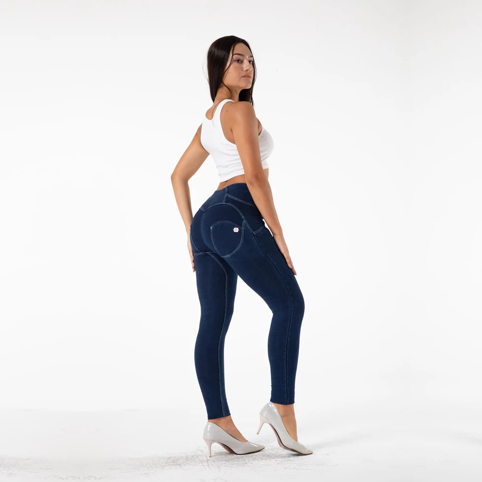 Женские зауженные джинсы эластичные джеггинсы с высокой талией и пуговицами