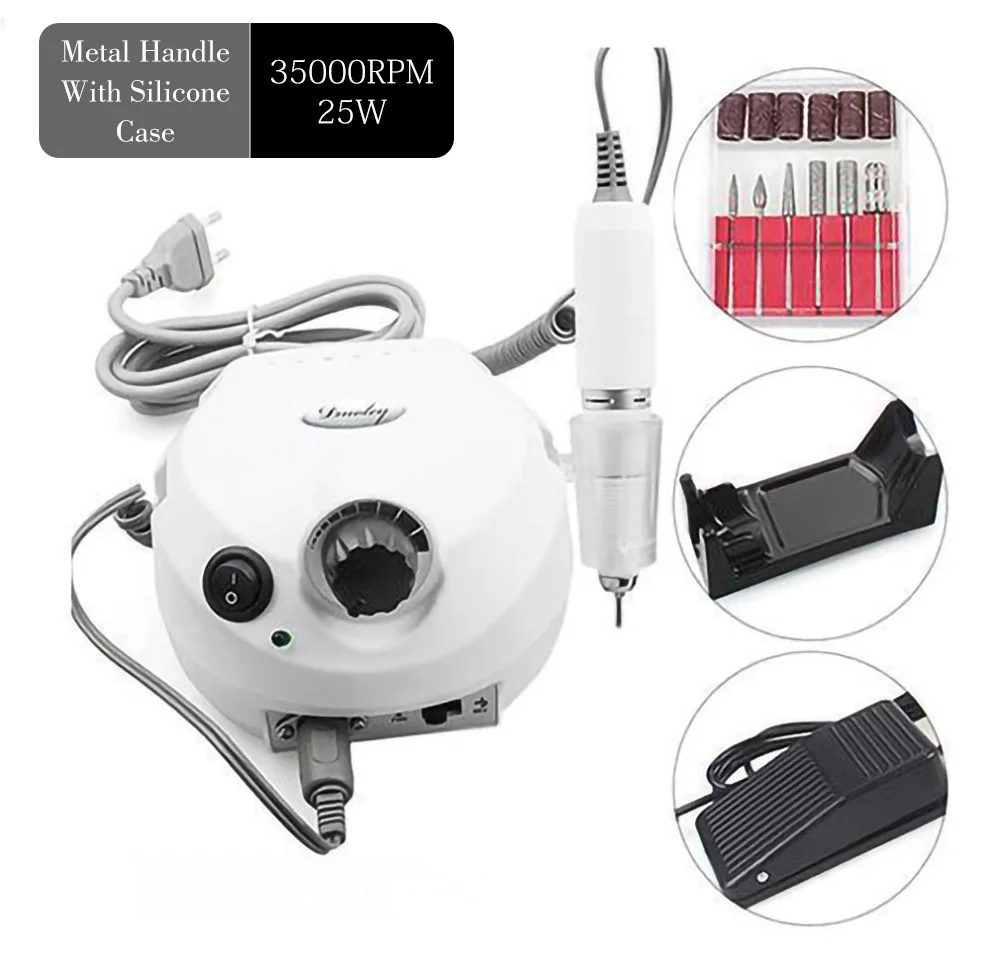 White EU 220V Set2 Профессиональный электрический сверлильный станок, Электрический Маникюрный сверла машины, аксессуары для педикюра, набор для дизайна ногтей, сверлильный инструмент для ногтей - Color: White EU 220V Set2