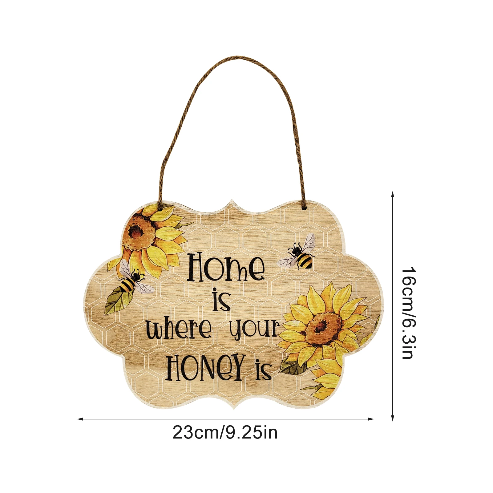 

Gorgeous Sunflower Painted Pendant Bee Festival Wooden Pendant Holiday Landscape Sweet Home Furnishing Pendant Decoration Crafts
