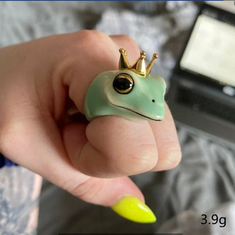 

Korean Style Cute Frog Adjustable Finger Rings for Women Girls Teens Retro Fashion Frogs Toad Cool Ring Designer Hippie Jewelry