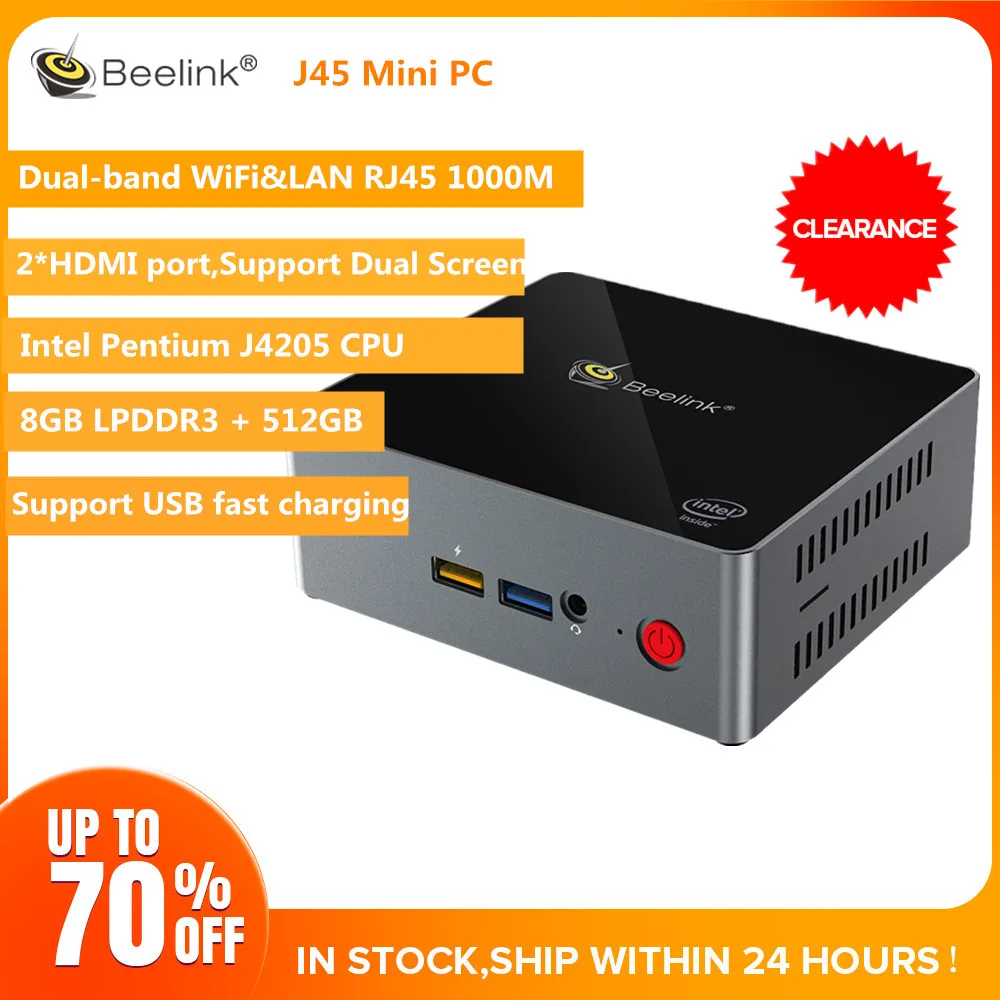 Beelink J45 J4205 мини ПК на базе Windows10 8 Гб LPDDR3 512 поддержка Netfix двойной экран быстрая