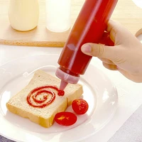 6pcs 240ml squeeze condiment bottles with on cap lids ketchup mustard hot sauces olive oil bottles kitchen accessories