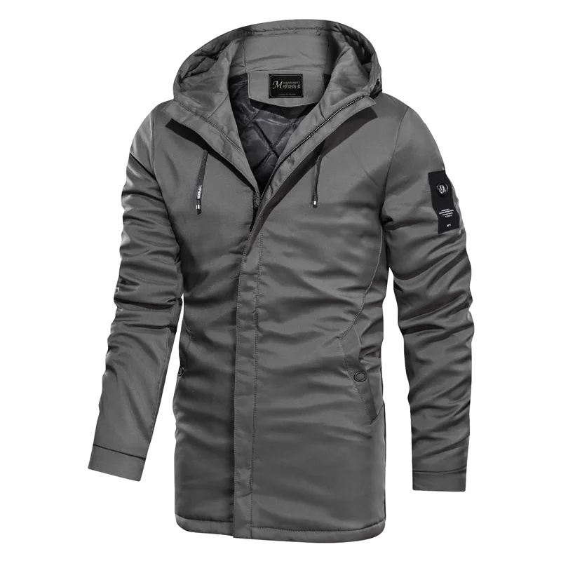 

Мужская зимняя куртка средней длины, утепленная парка с капюшоном, Повседневная модная мужская одежда, L-4XL