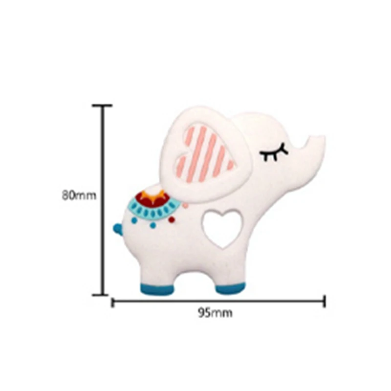 

Baby Teethers BPA Free Food Grade Teething Teether Toy Animal Shape Elephant Baby Teething Toys Silicone Beads DIY Chain Gift