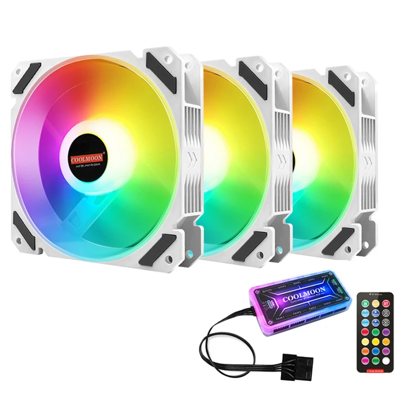 

COOLMOON JOY Case Fan 12cm Desktop Computer Silent + IR Remote Adjustable Speed 6PIN Cooling RGB CPU Case Fan