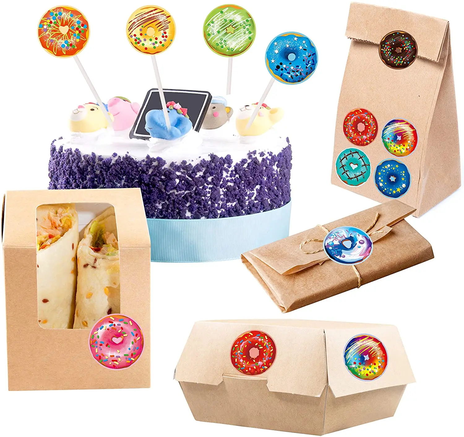 

500pcs/roll 1.5 inch Cute Donuts Stickers for Kids Colorful Cartoon Pattern for School Classroom Teacher Supplies Reward Sticker