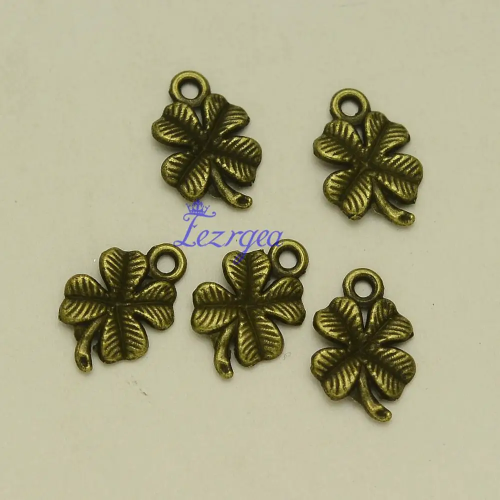 

50pcs/lot--10x14mm, Antique Silver plated/bronze plated clover charms ,DIY supplies, Jewelry accessories