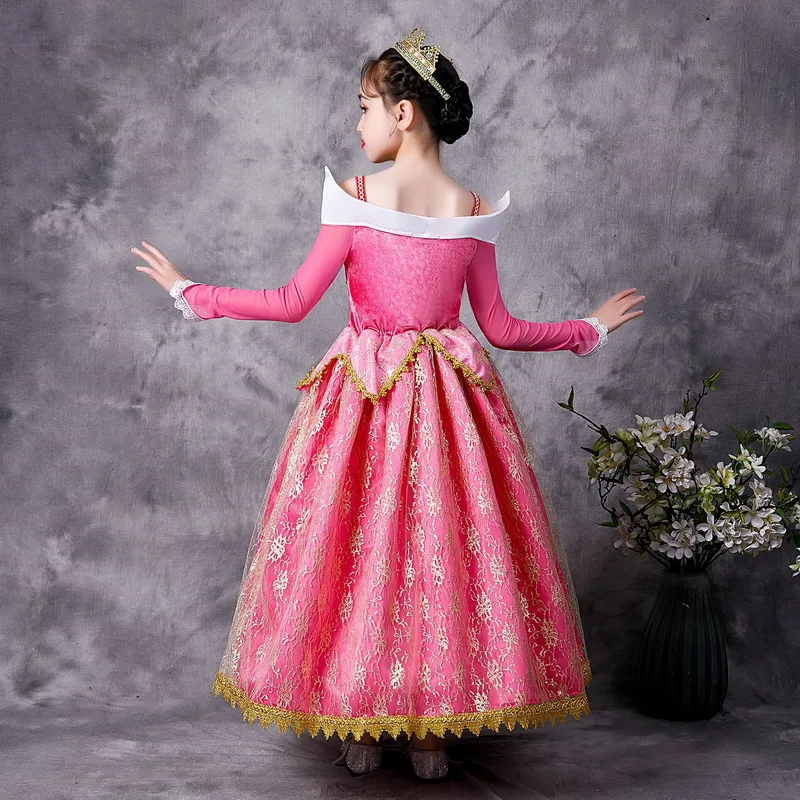 Christmas Girls Princess Costume Long Sleeve Velvet Party Dress Kids Carnival Cosplay Fancy Lace Gold Thread Dresses | Тематическая