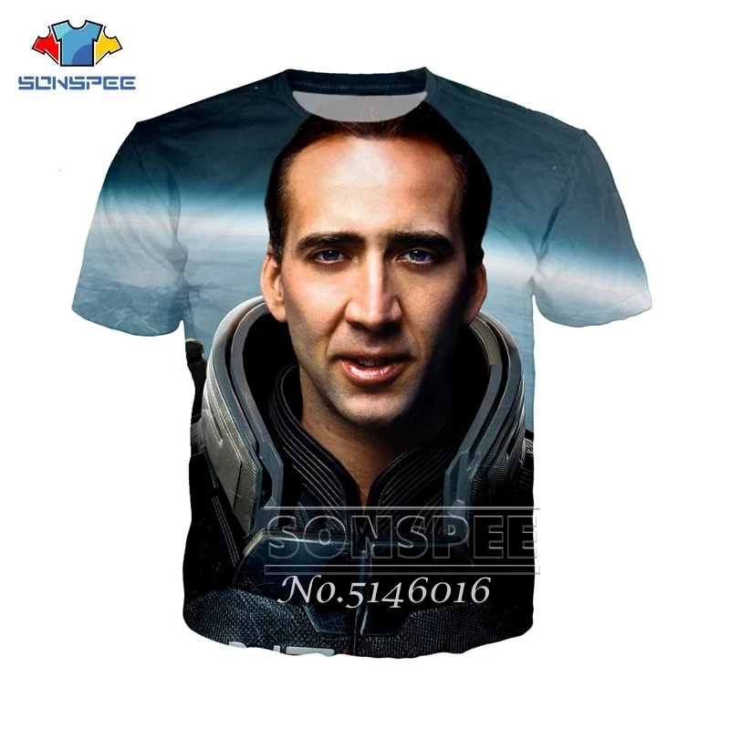 SONSPEE Nicolas Cage, забавная футболка с 3d принтом, унисекс, повседневная, короткий рукав, летняя Мужская модная повседневная одежда, футболки, топы, одежда t118 - Цвет: 1