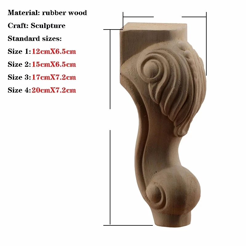 4pcs Wooden Furniture Legs European Style Solid Wood Carved Foot Vintage TV Cabinet Seat Feets Home Decor Accessories - купить по