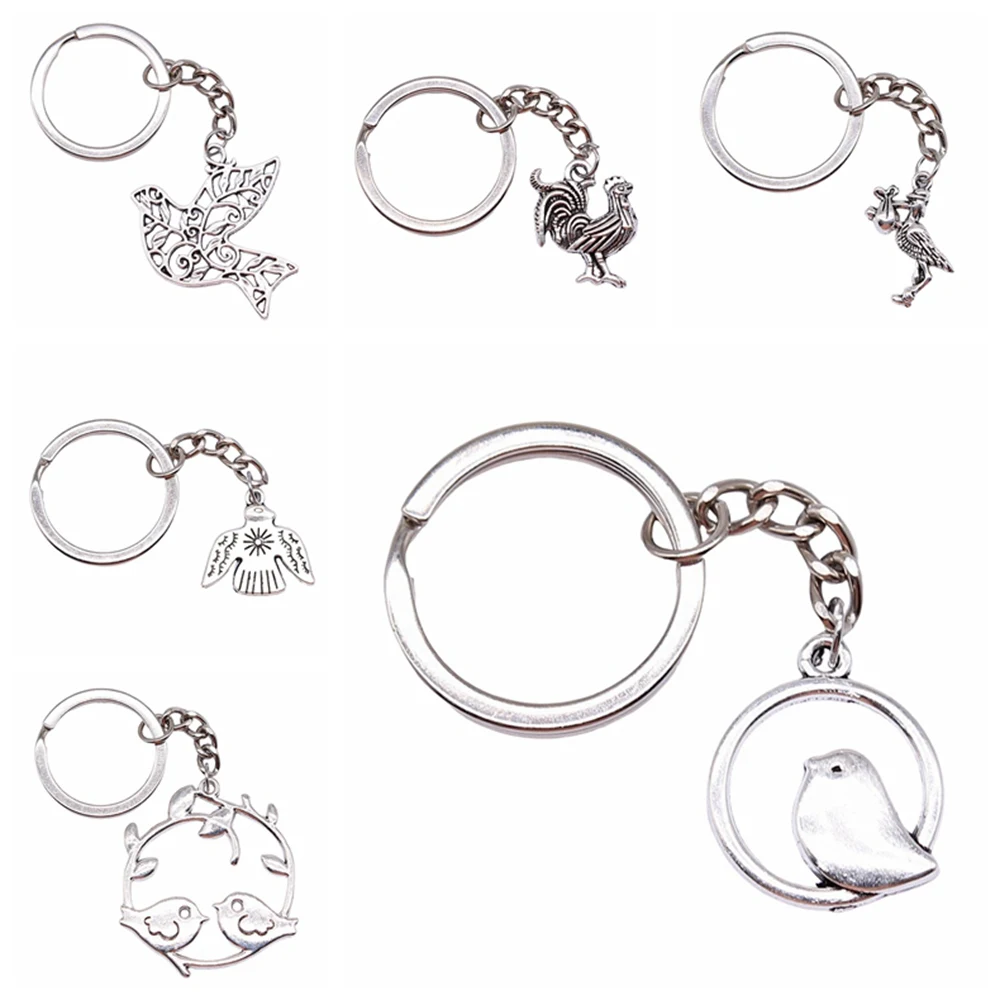 

1 Piece Handmade Car Keychain Gift Keychains 28x28mm Hollow Bird Charms Keychain For Key