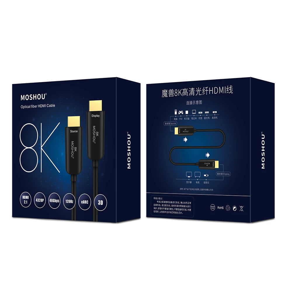 Кабель MOSHOU HDMI 2 1 кабель Ultra HD (UHD) 8K 120 ГГц 48 Гбит с аудио и Ethernet HDR 4:4:4 без