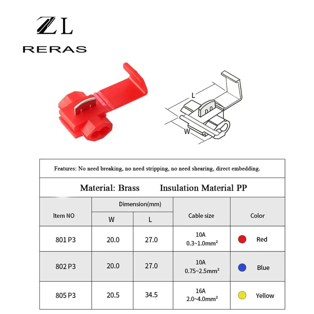 50Pcs Electrical Cable Connectors Fast Quick Splice Lock Wire Terminals Crimp 22-18 18-14 12-10AWG Connector | Обустройство дома