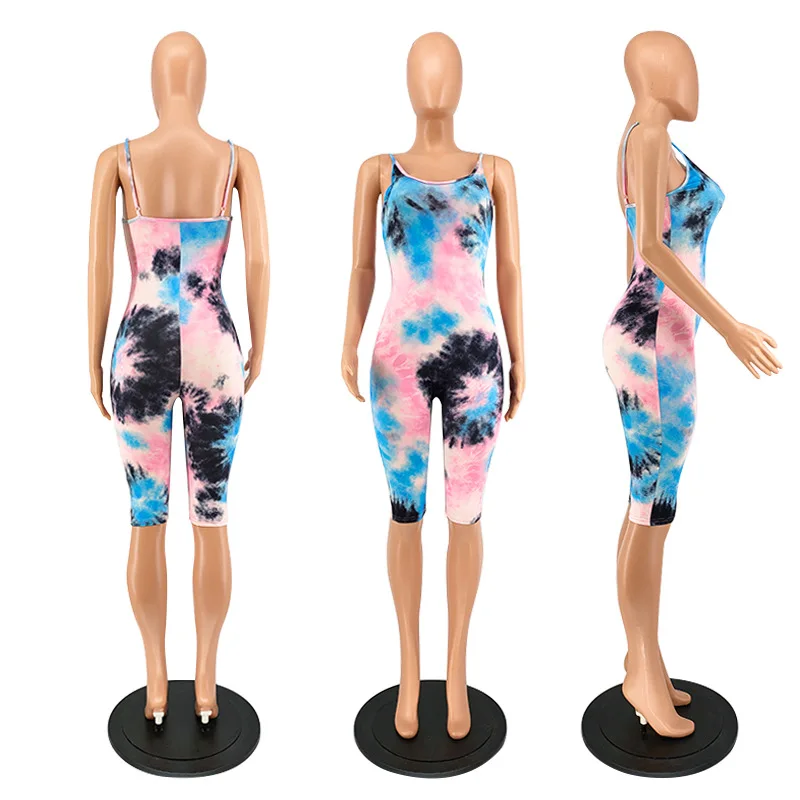 

Mother And Daughter Sport Yoga Clothes Sleeveless Family Look Matching Outfits Die Tye Printed Jumpsuits Mommy And Me Swimsuits