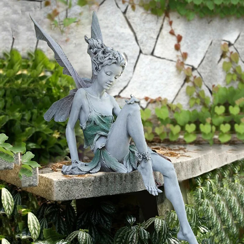 

Resin Crafts Tudor And Turek Sitting Fairy Statue Garden Ornaments Yard Art Angel Decoration 1PC