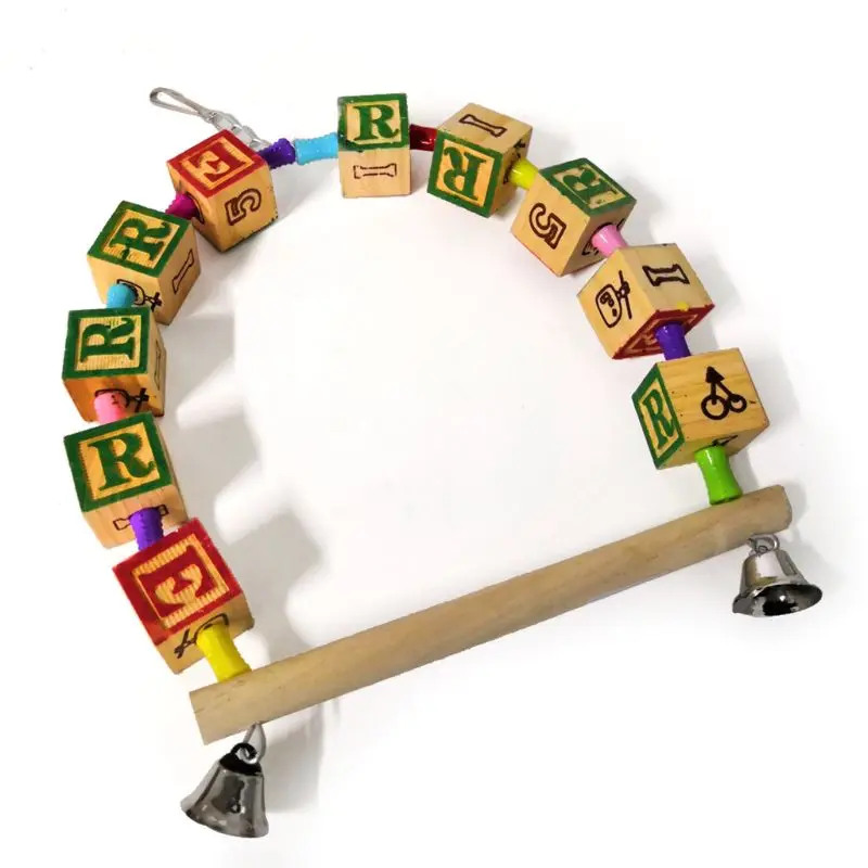 

Bird Toys Swing Parrot Training Stand Perches with Bell Cage Chew Blocks Toys Chicken Swing for Cockatiel Conure