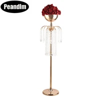 peandim 10pcs crystal vase gold flower road lead luxury flowers pot wedding table centerpiece for party home hotel decoration