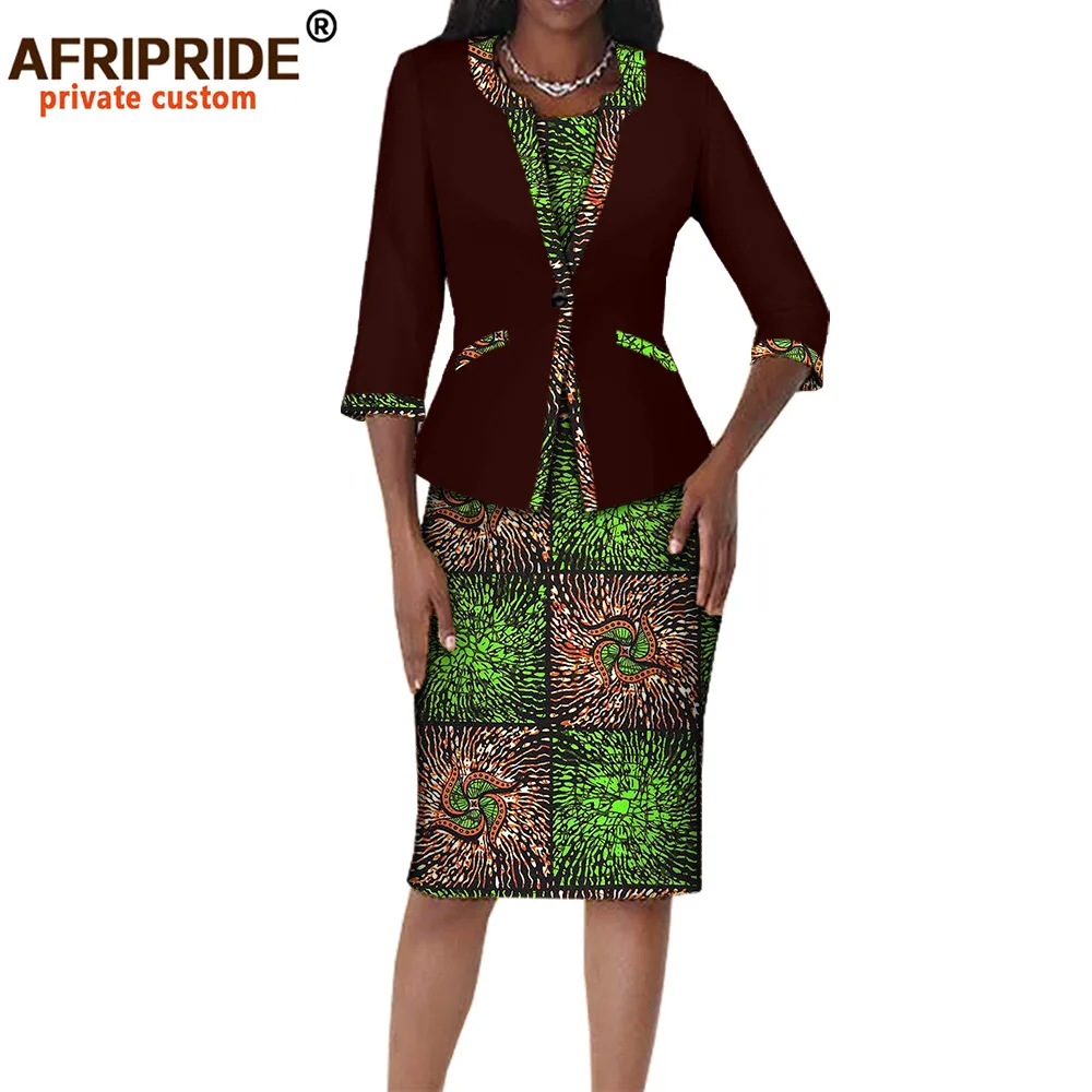 Осенняя африканская одежда женский костюм из 2 предметов AFRIPRIDE с рукавом три