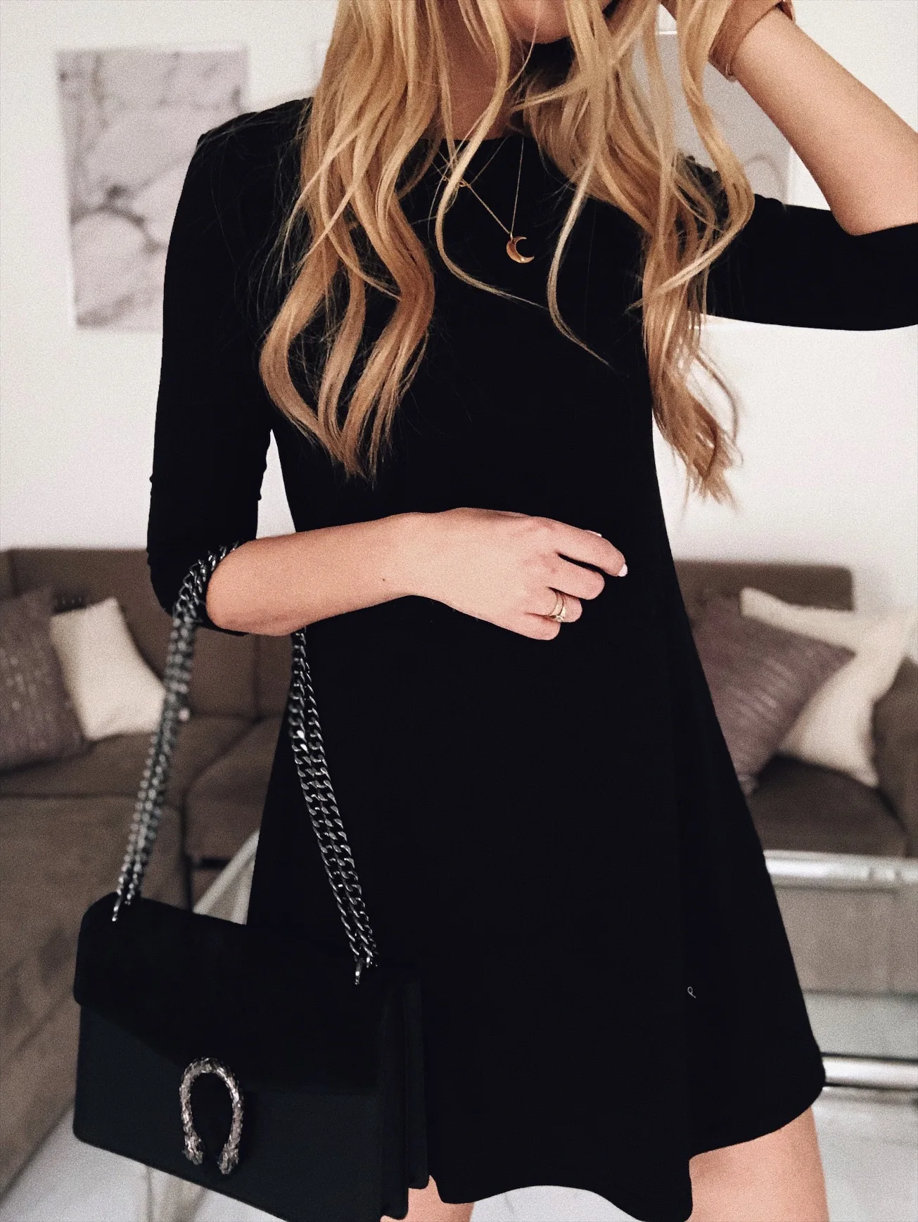 

2020 Women Basic Autumn Winter Dress Solid A Line Above Knee, Mini Dress Female Long Sleeve O-Neck Three Quarter Casual Dress