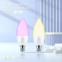 gledopto adjustable brightness 2pcs 4w zigbee led bulb lamp e14 e12 work with tuya smartthings app alexa echo plus voice control