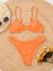 Сексуальное бикини на косточках, Женский однотонный оранжевый раздельный купальник с вырезом, Бразильский купальный костюм, стринги, купальники, костюм для женщин