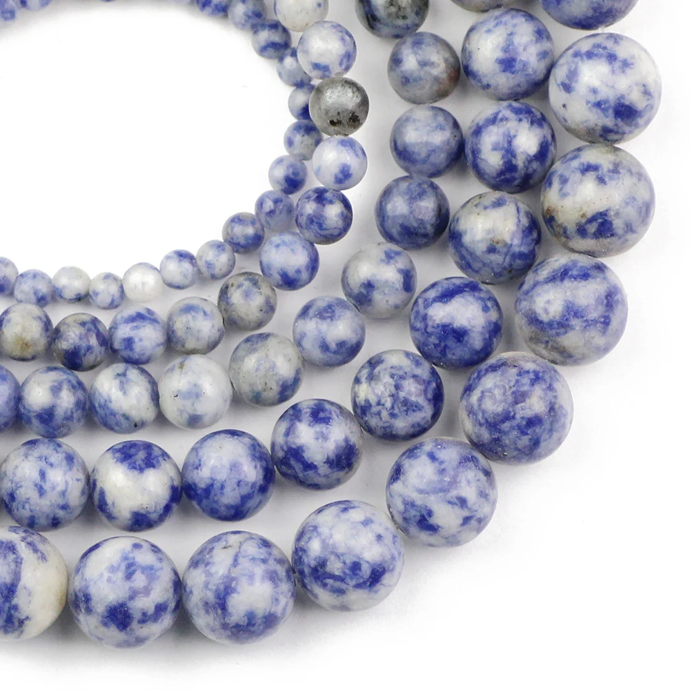 YHBZRET белый горошек Синий Содалит натуральный камень бусины для материал