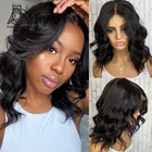 Короткие парики с застежкой на сетке, 4x4, бразильские волнистые парики на сетке 13x4, парики из человеческих волос с предварительно выщипанным отбеленным узлом и детскими волосами