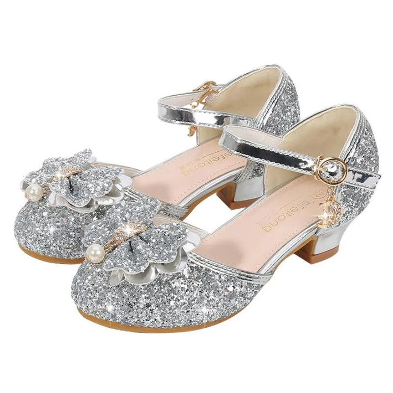 Детское платье принцессы с блестками босоножки для свадебного торжества девочек