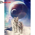 Алмазная мозаика Huacan, картина 5D с изображением тигра и Луны, полная выкладка, модульные картины с планетами, домашний декор