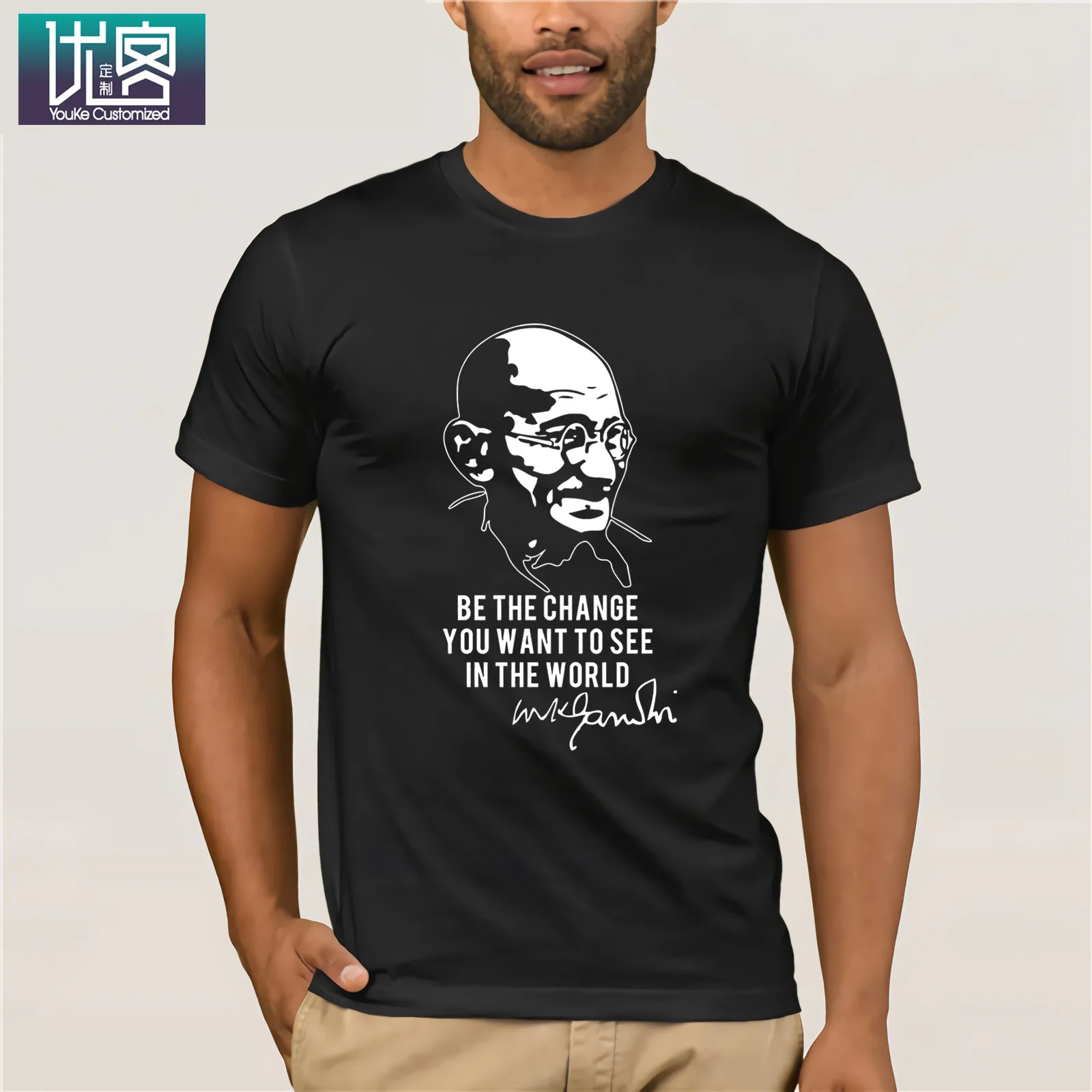 Футболка Mahatma Gandhi цитата философия Индии мужские и женские футболки с принтом