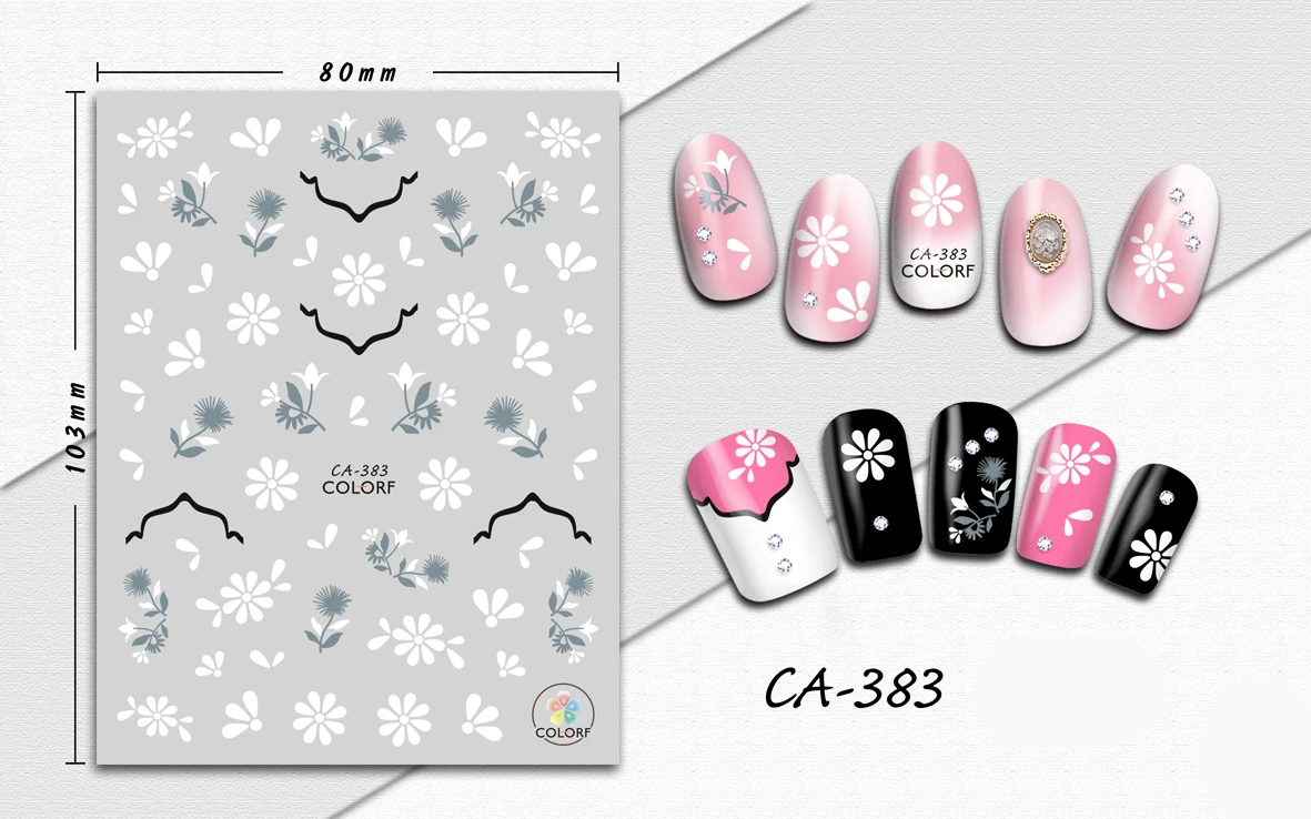 

3D Nail Sticker White Petal Line Design Stickers for Nails Manicure Sticker Decals Decoration Nail Art Sticker Accessories