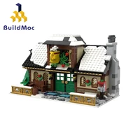 moc christmas series winter village scene holiday city train reindeer friends building blocks bricks claus toys for kids gift