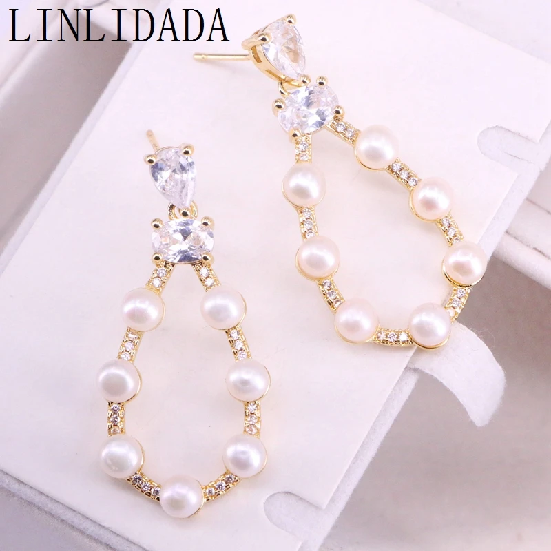 Женские серьги подвески с натуральным жемчугом 4 пары|Серьги-подвески| |