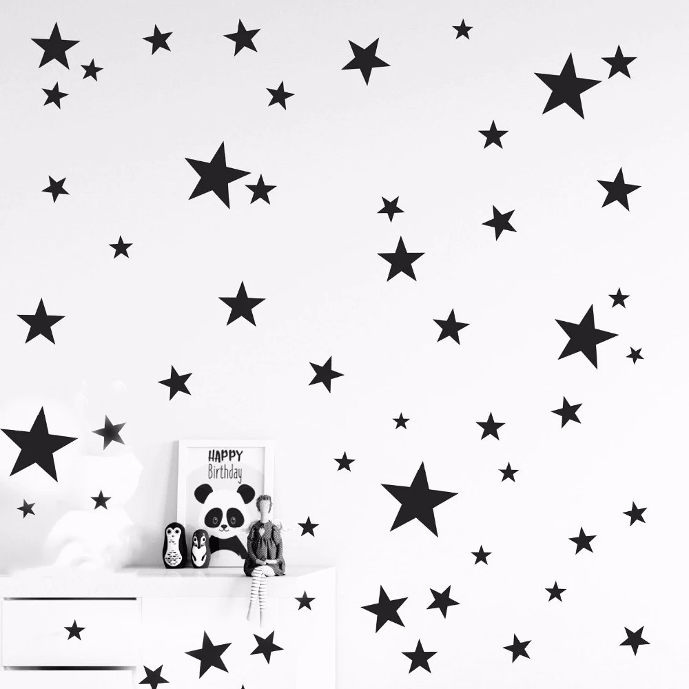 

150Pcs Mixed 3 Size Die Cut Star Matte Vinyl Decal Easy Removable Starry Stars Wall Stickers for Kids Room Decoration