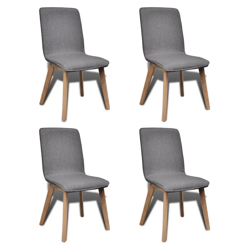 

Dining Chairs 4 pcs Dark Gray Fabric and Solid Oak Wood