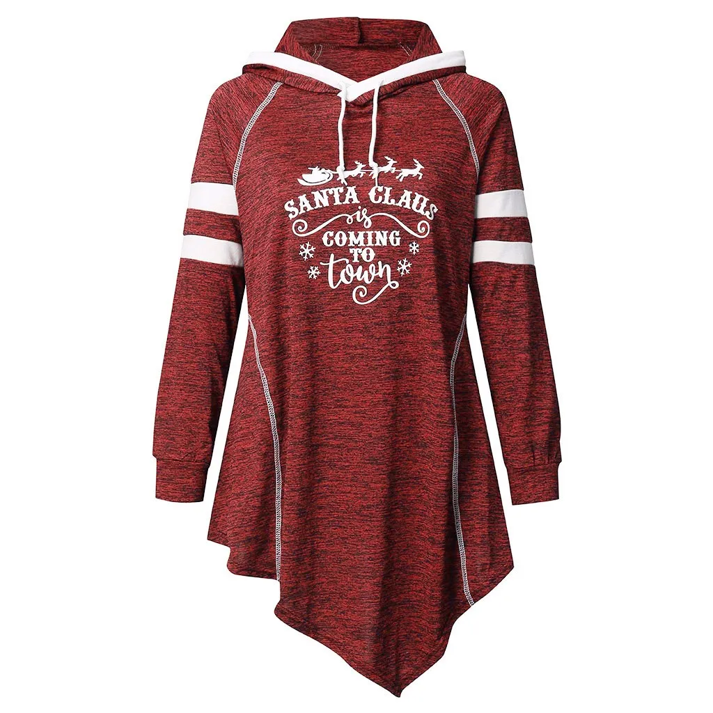 Горячая Распродажа рождественские женские зимние топы с принтом толстовка