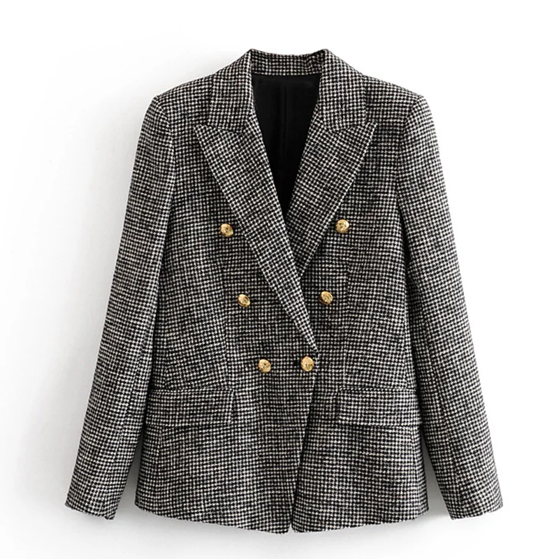 ZOEPO повседневные двубортные блейзеры для женщин модные куртки с узором