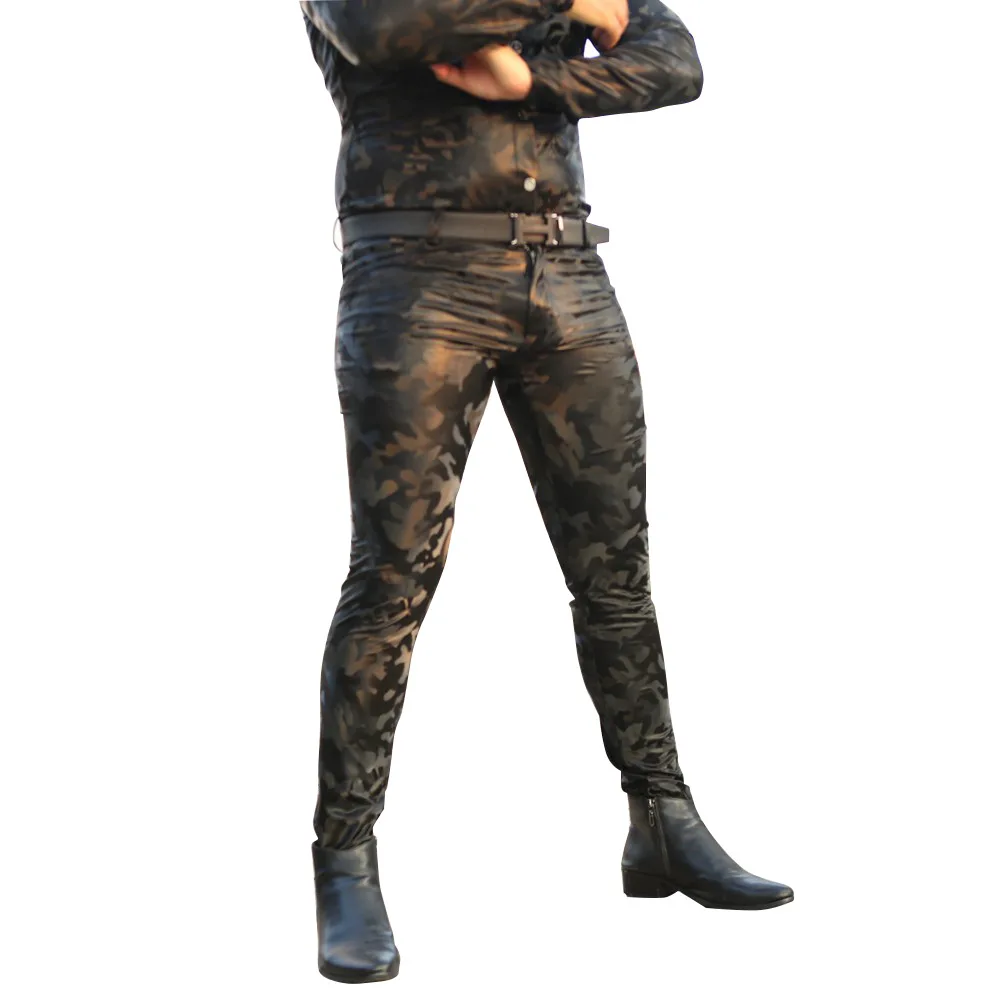 Весна-Осень мужские модные камуфляжные корейские уличные брюки облегающие трико
